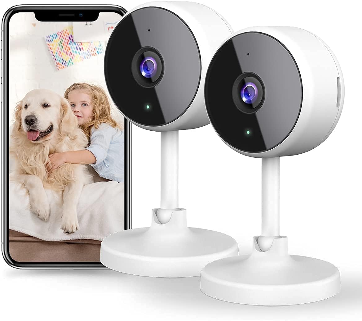Little Elf Security Camera Indoor , Indoor Camera with Phone App for Baby/Elder, WiFi Camera for Home Security with Motion Detection, Night Vision, Two-Way Audio,Compatible with Alexa Pack of 2