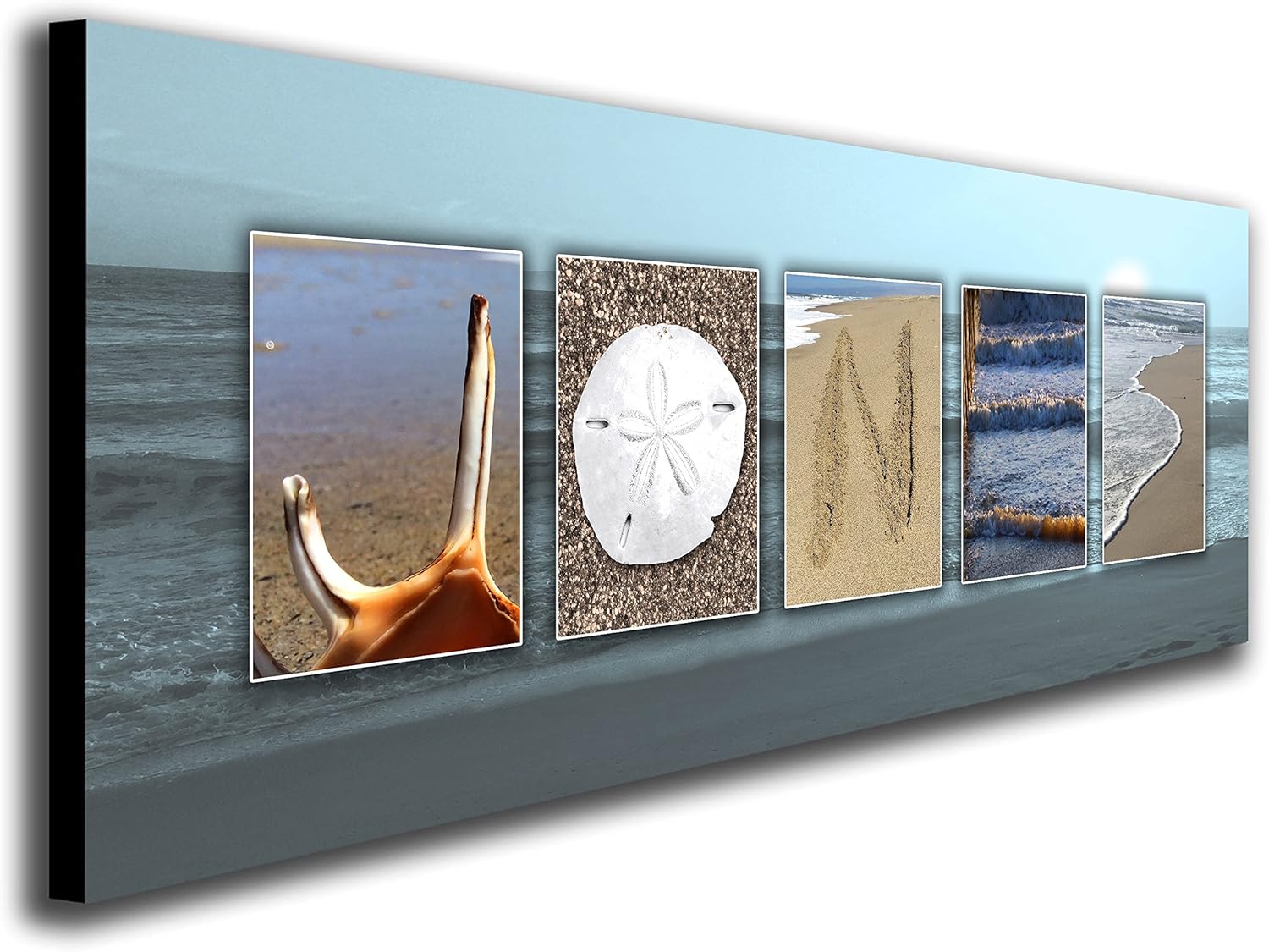 Personalized Coastal, Beach, Nautical Name Art Decor Gift. (Block Mount 9.5 x 26)