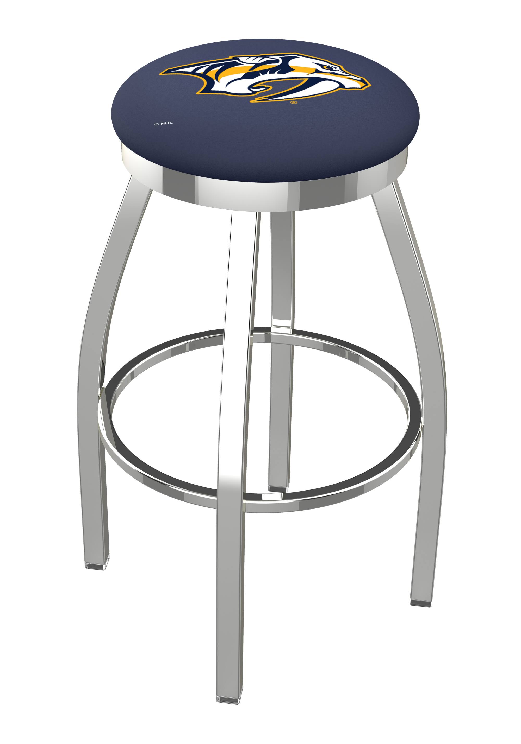 Holland Bar Stool 25x22 Chrome Nashville Predators Swivel Bar Stool with Accent Ring