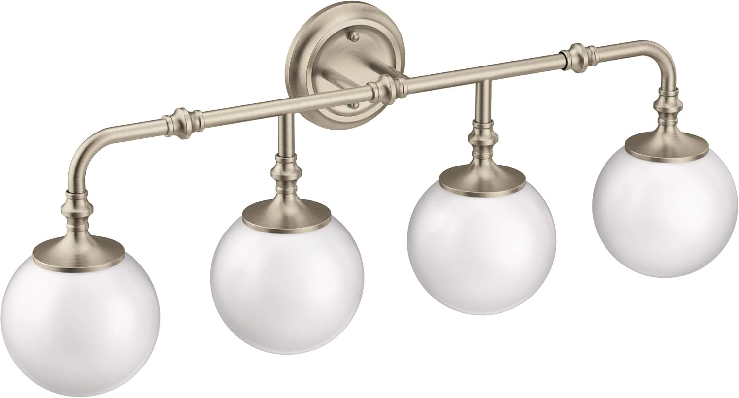 Moen YB0564BL Colinet 4-Light Dual-Mount Bath Bathroom Vanity Fixture with Frosted Glass, Matte Black