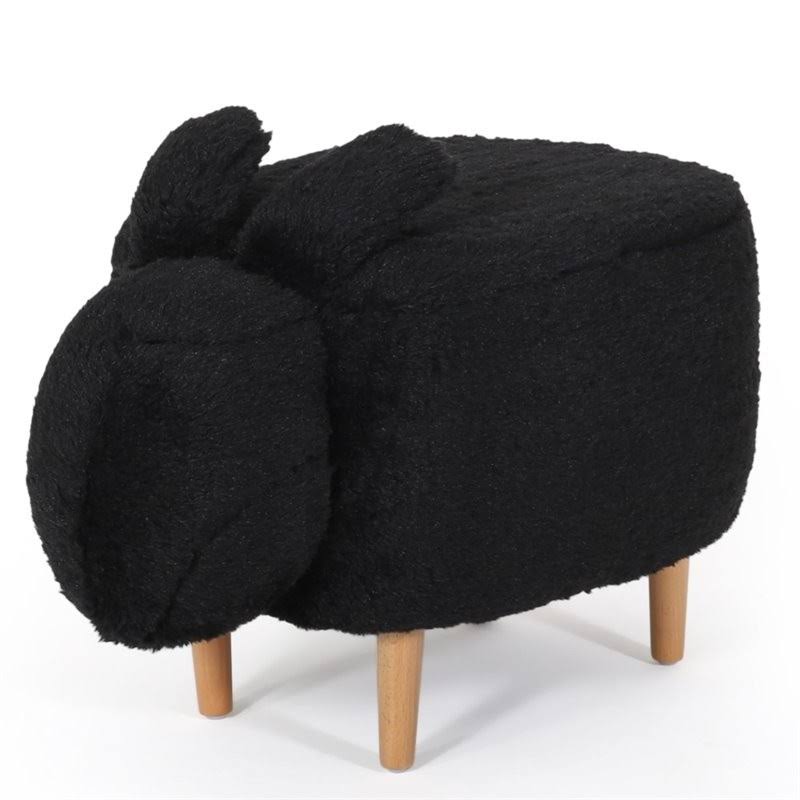 Noble House Bajada Fabric Kids Bunny Ottoman Stool in Black - 309841