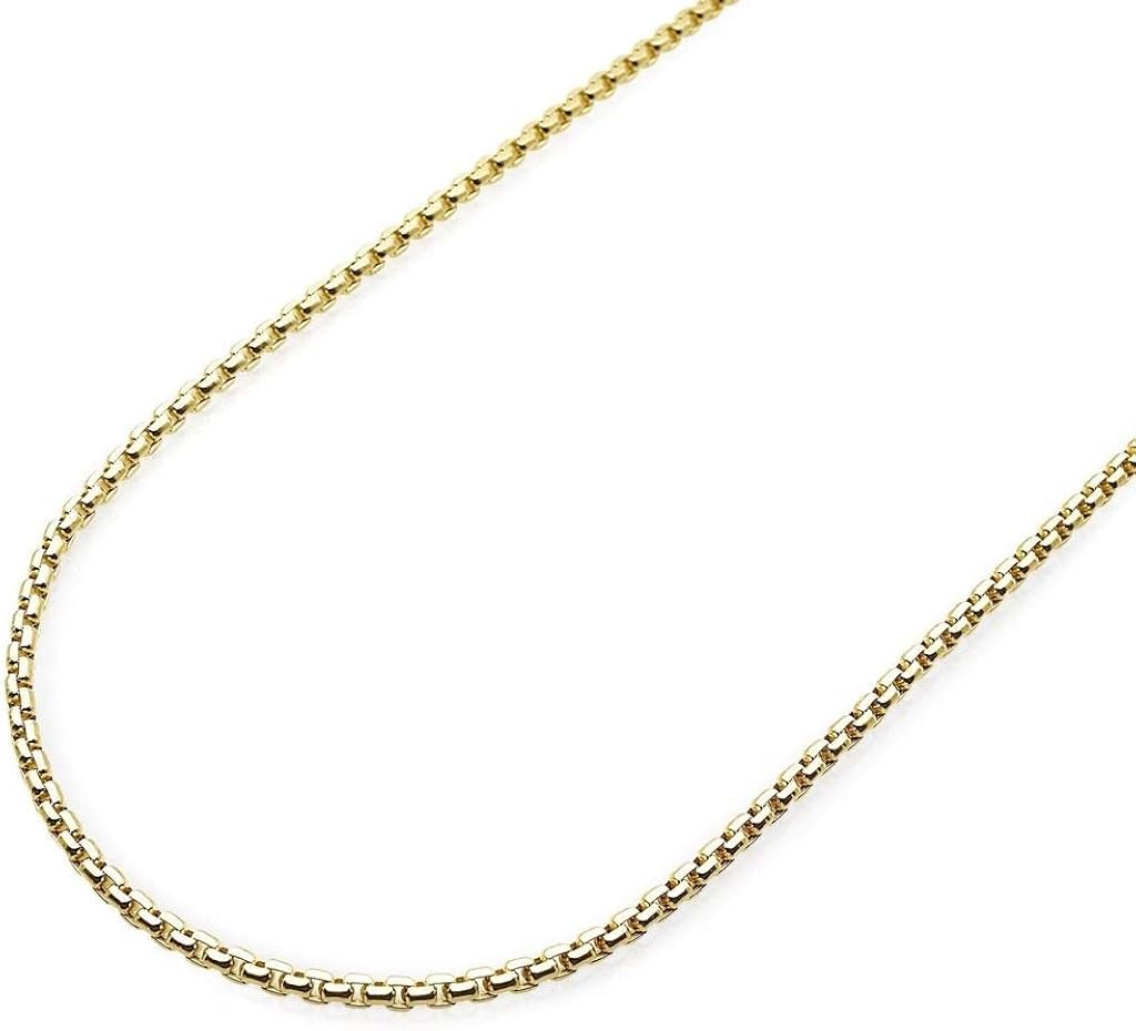 Pori Jewelers 10K Yellow Gold 1.8mm, 2.5mm, or 3.5mm Round Box Chain Necklace - Multiple Lengths Available - Yellow Or White