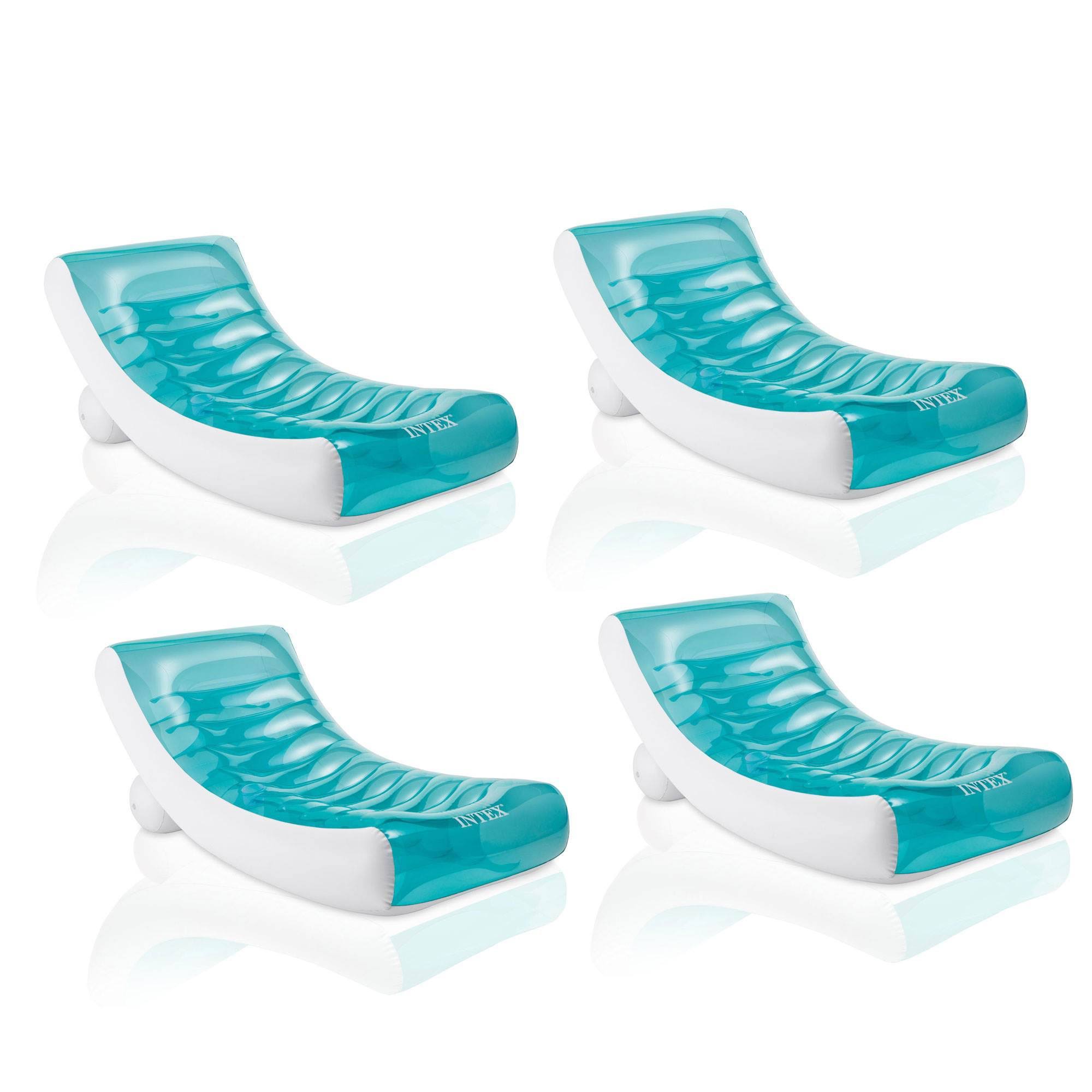 Intex Inflatable Rockin Lounge Swimming Pool Floating Raft Chair (4 Pack)