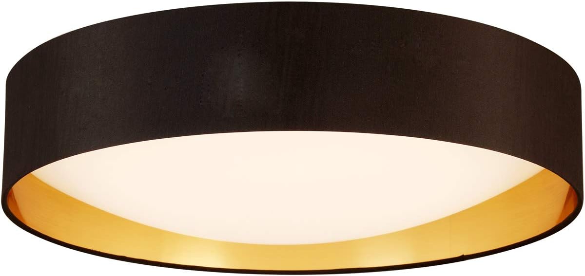 Eglo Lighting 204724A Orme Collection Flush Mount Ceiling LED Light Fixture for Living Room, Bedroom, Hallway, Dimmable, 20-Inch, Black/Gold