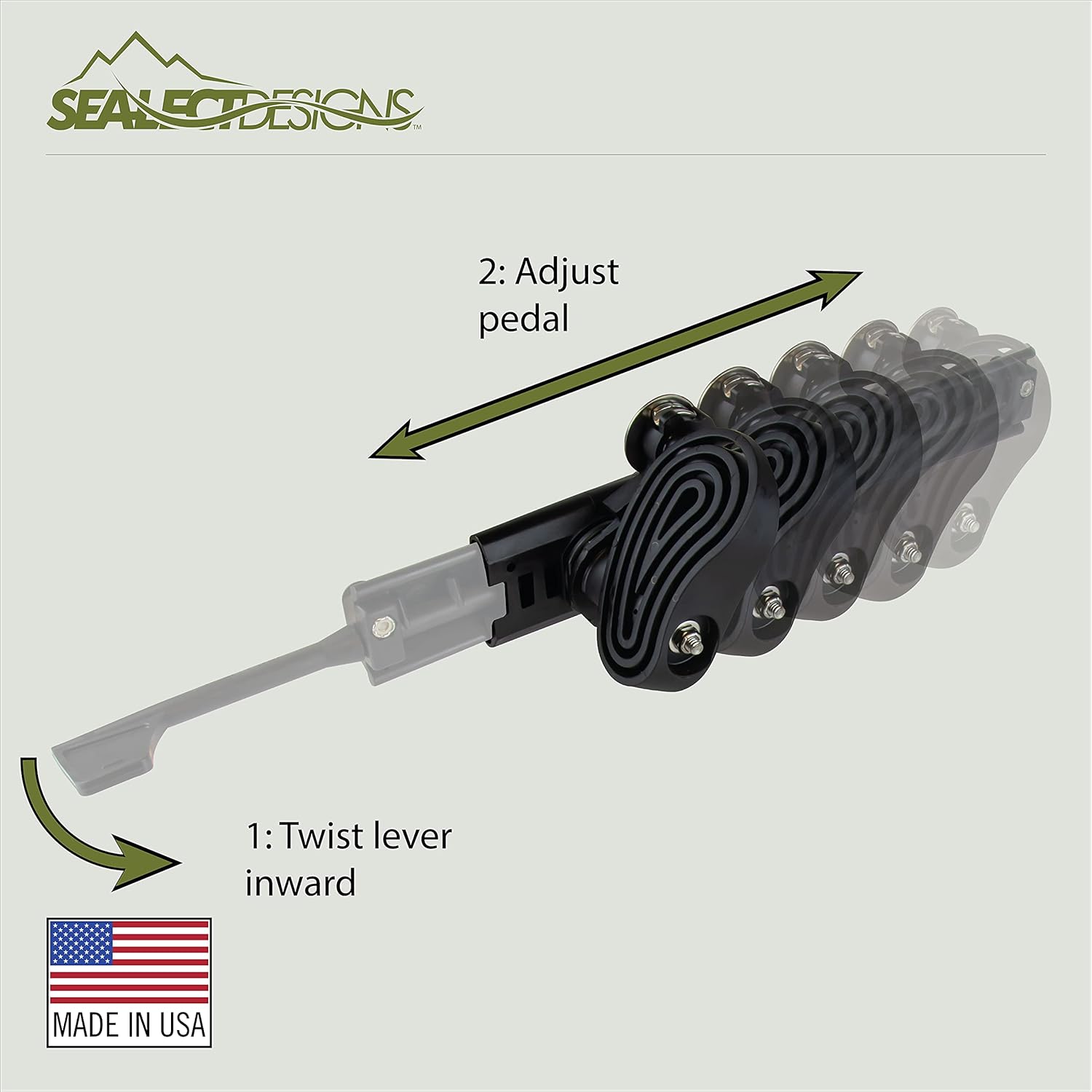 Sea-Lect Designs Kayak Adjustable Footbrace w/ Rudder Control (Black) Pack of 2