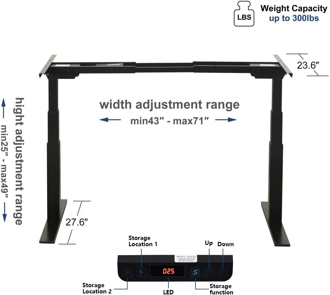Gatfuw 3 Tier Legs Dual Motor Heavy Electric Standing Desk Frame Quick Assembly Height Adjustable Desk DIY Workstation with Touch Memory Controller Motorized Stand Up Desk (Black)