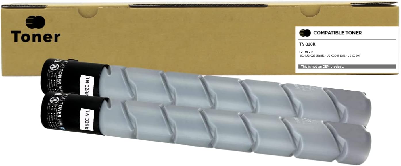 Compatible Konica Minolta TN-328 (TN-328K) Toner Cartridge, Black 28K Yield AAV8130, TN-328K - Pack of 2