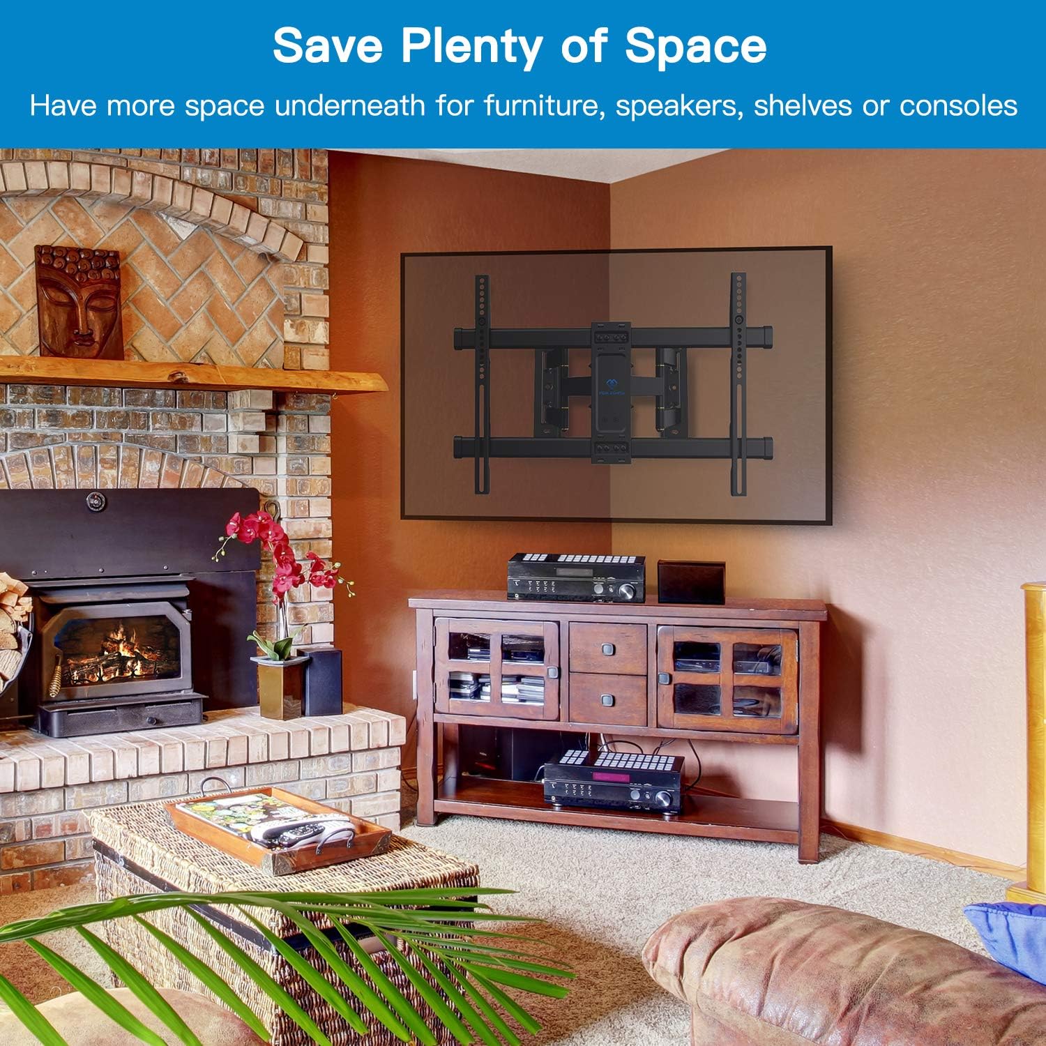 Corner TV Wall Mount Full Motion- Corner TV Bracket Fits 37-65 Inch LED, LCD 4K Flat Curved Screen TVs- Hold up to 99 lbs Max VESA 600x400 W/Tilt, Swivel and Level Pack of 2