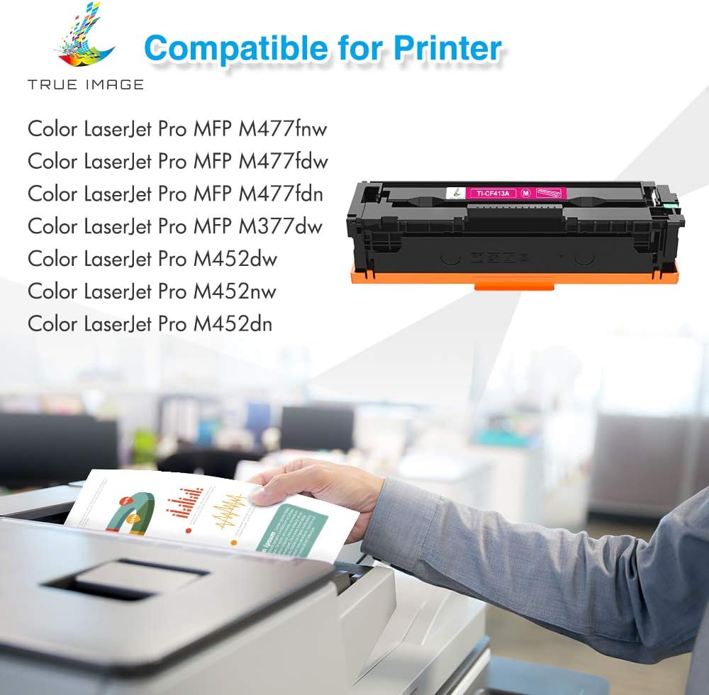 TRUE IMAGE Compatible Toner Cartridge Replacement for HP 410A CF410A CF411A CF412A CF413A Color Pro MFP M477fnw M477fdw M477fdn M452dn M452nw M477 Printer (Black Cyan Yellow Magenta, 4-Pack) Pack of 2