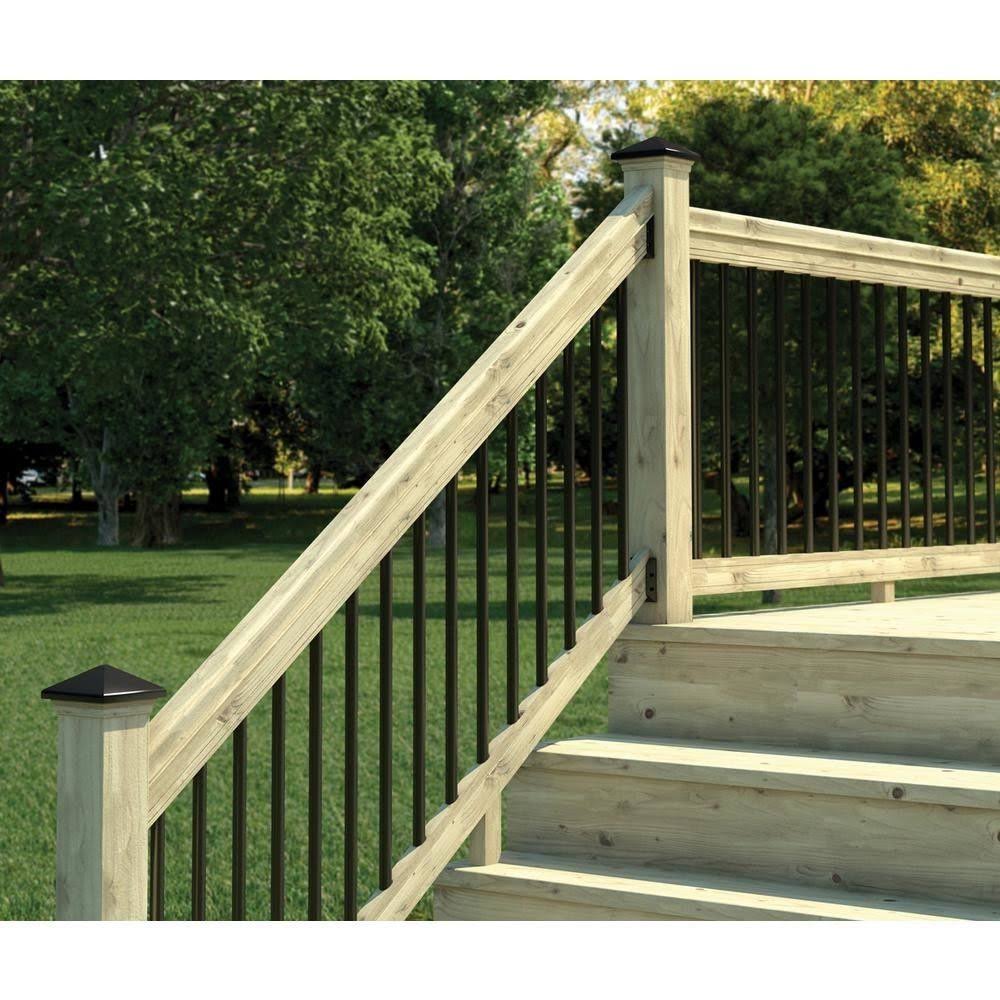 6 ft. Pressure Treated Stair Railing Kit with Black Aluminum Balusters