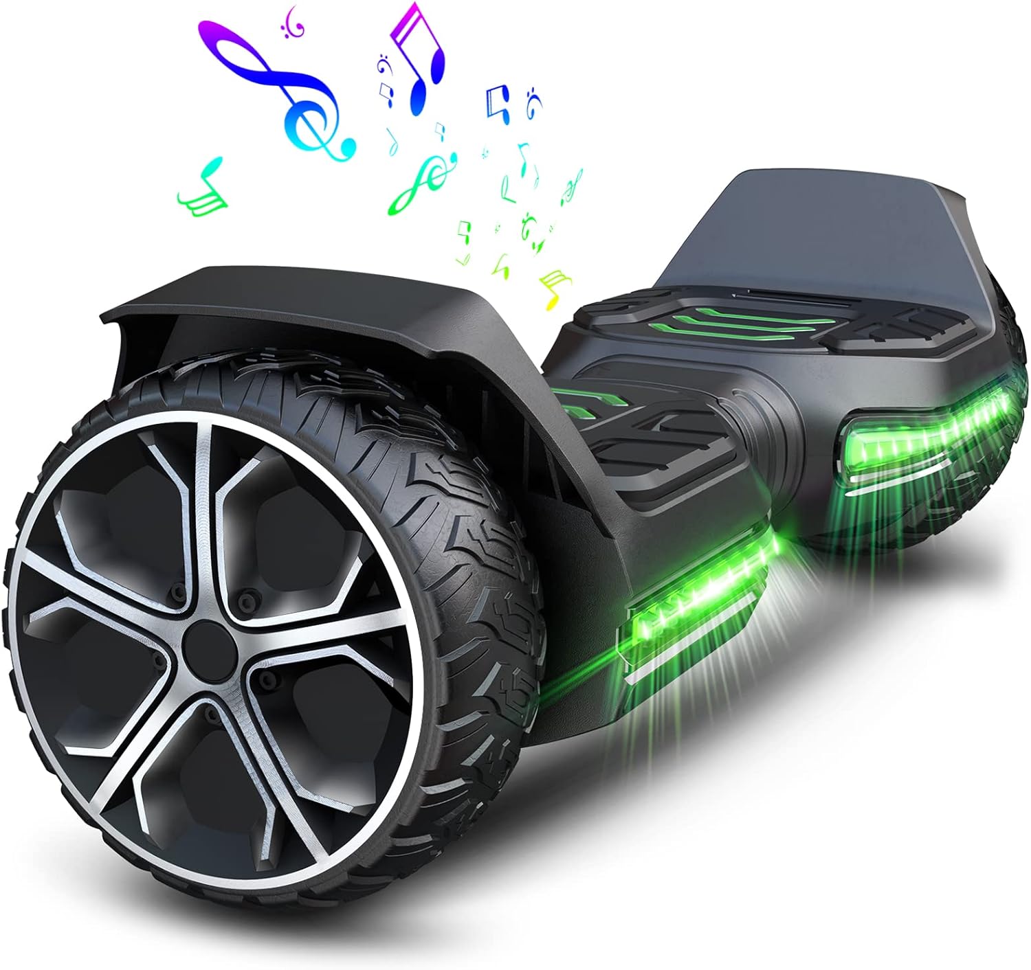 Gyroshoes All terrain Offroad Hoverboard, Electric Smart Self Balancing G5 Hoverboards with Bluetooth Speakers & LED Lights for Kids Adults UL2272 Certified-Black