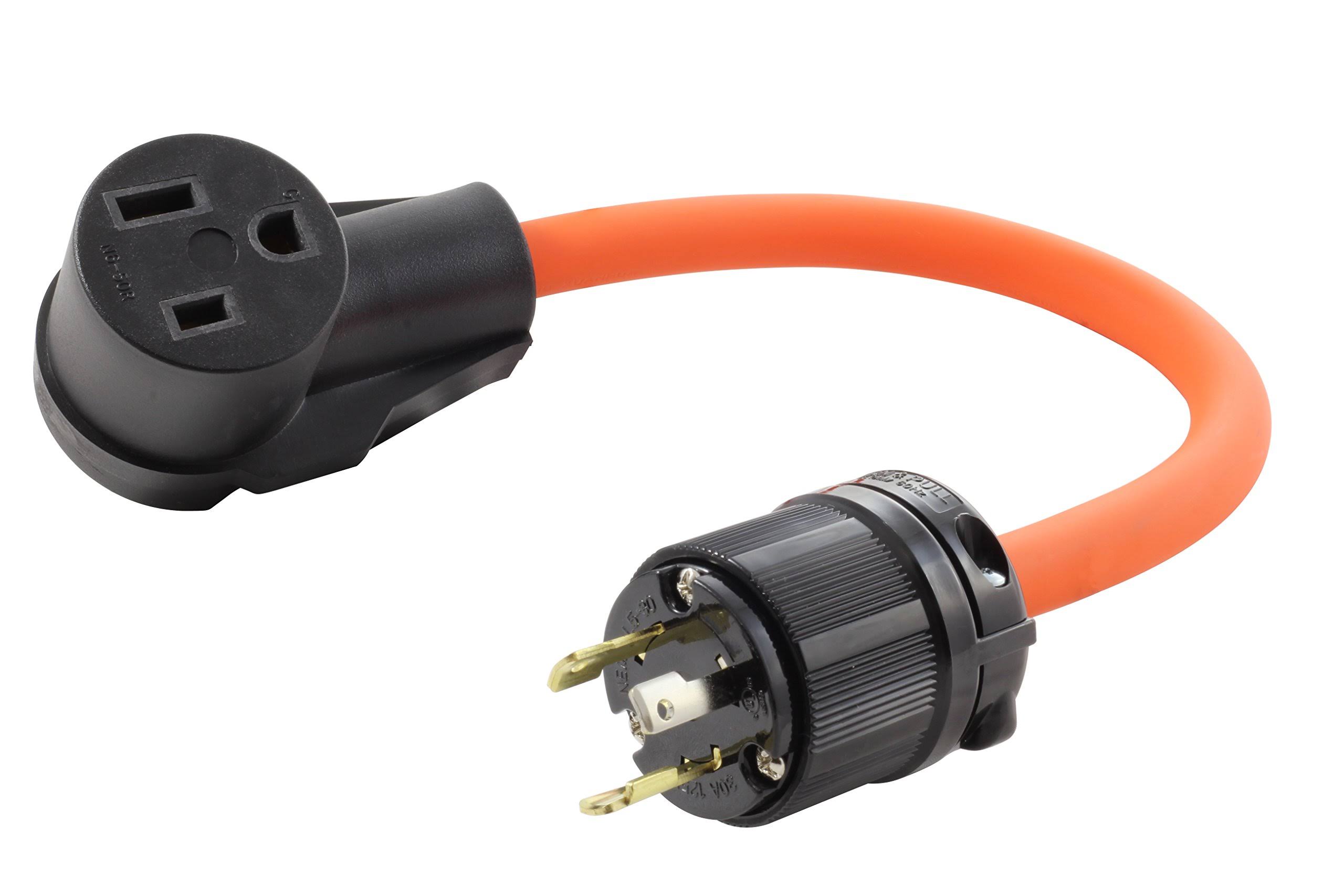 AC Works [wdl530650-018] 1.5ft STW 10/3 30A 125V L5-30P Generator Locking Plug to 6-50R 50A Welder Adapter -