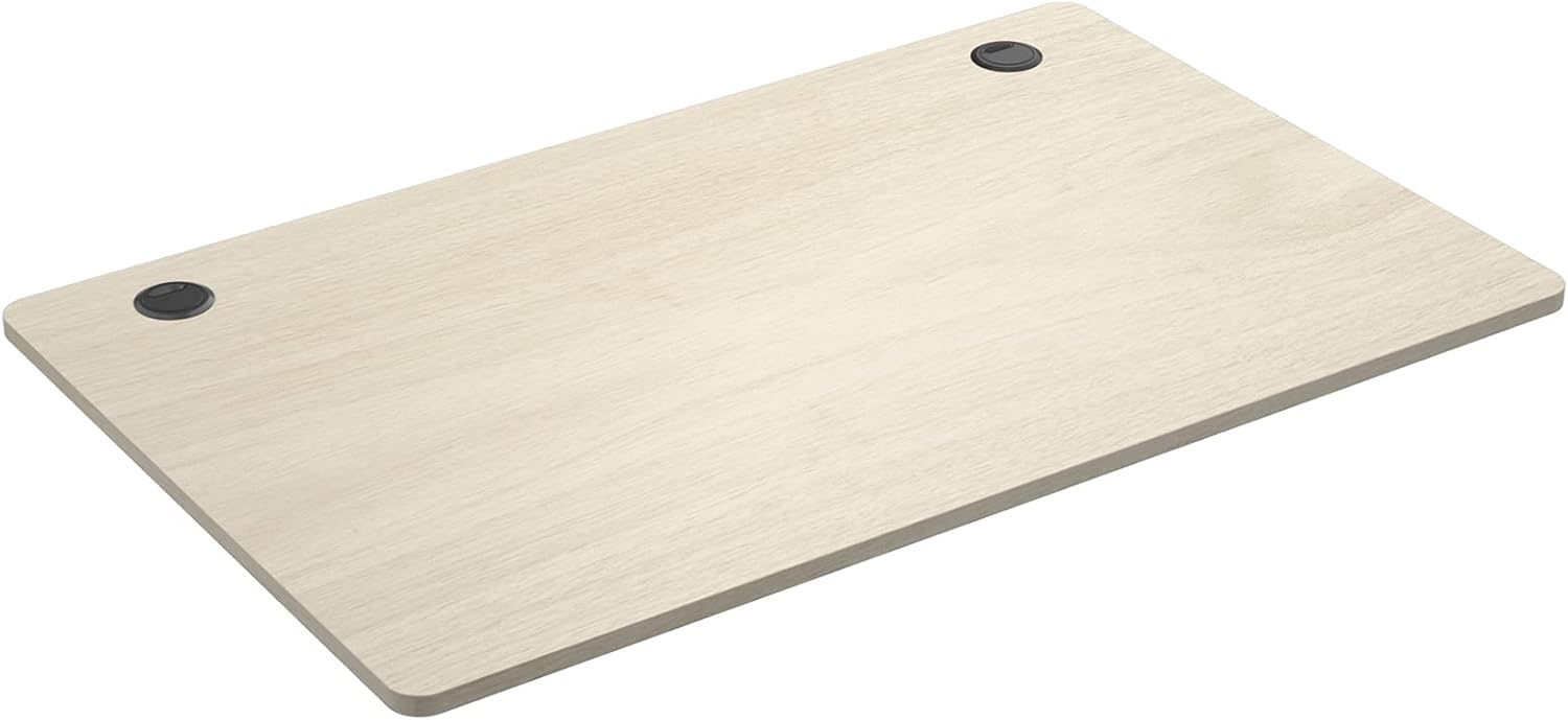 Tangkula Universal Wood Table Top, 55 x 28 inch Solid One-Piece Desktop for Standard & Sit to Stand Desk Frame, Rectangular Office Countertop with 2 Cable Management Holes, Relevance Tabletop (Black)