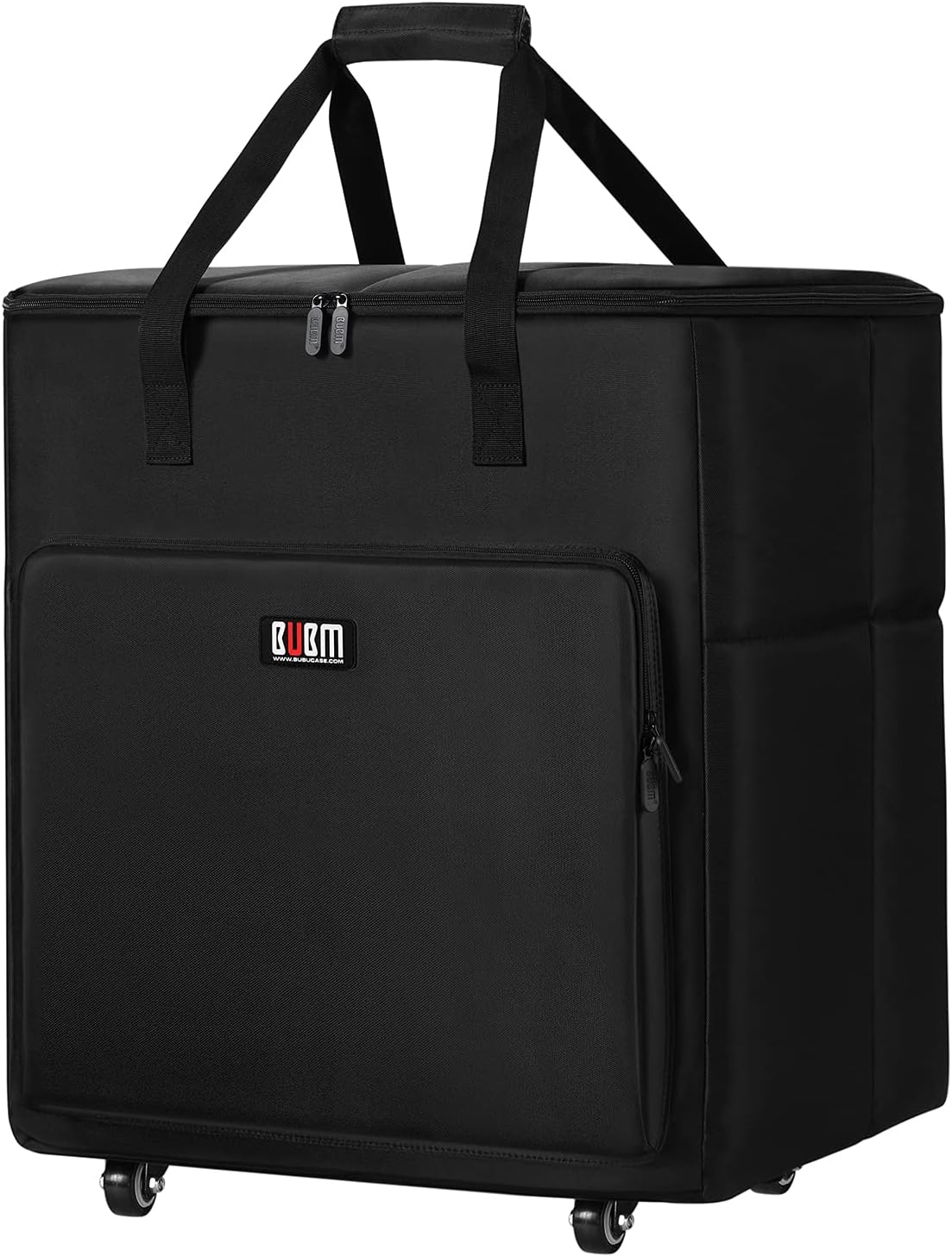 ITHWIU Desktop Computer Travel Storage Tote Bag PC Carrying Case Travel Storage Bag with Wheels for Tower Case, Monitor( Up to 24 inch ), Keyboard, Headphone and Mouse-Black