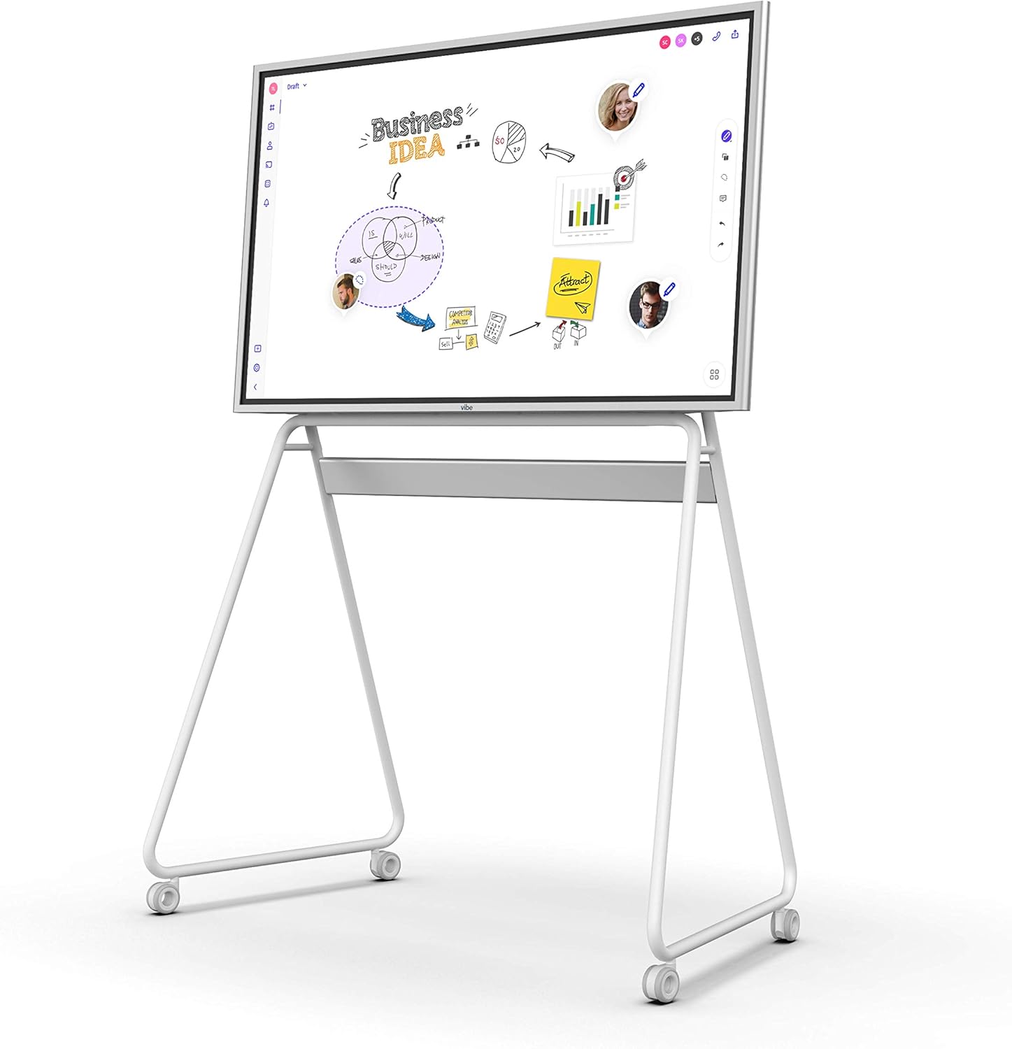 Vibe Interactive Whiteboard Stand, Portable Smart Digital Monitor Holder for 55