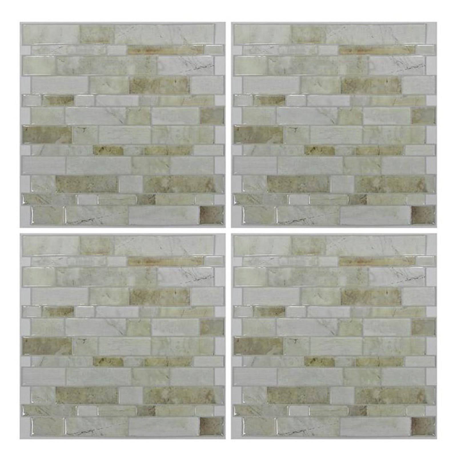 Roommates TIL3235FLT Neutral Long Stone Sticktiles (4 Pack)