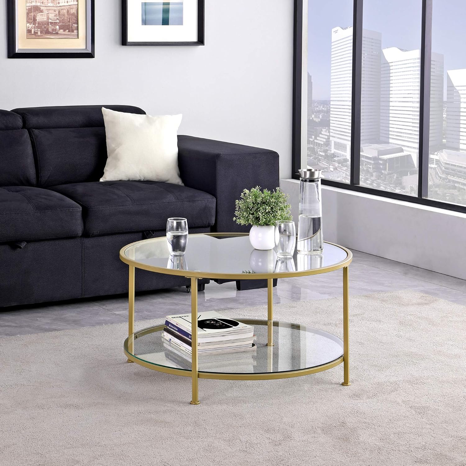 FirsTime & Co. Stark Gold Nesting End Table 2-Piece Set, American Crafted, Gold, 18 x 18 x 21 , Pack of 2