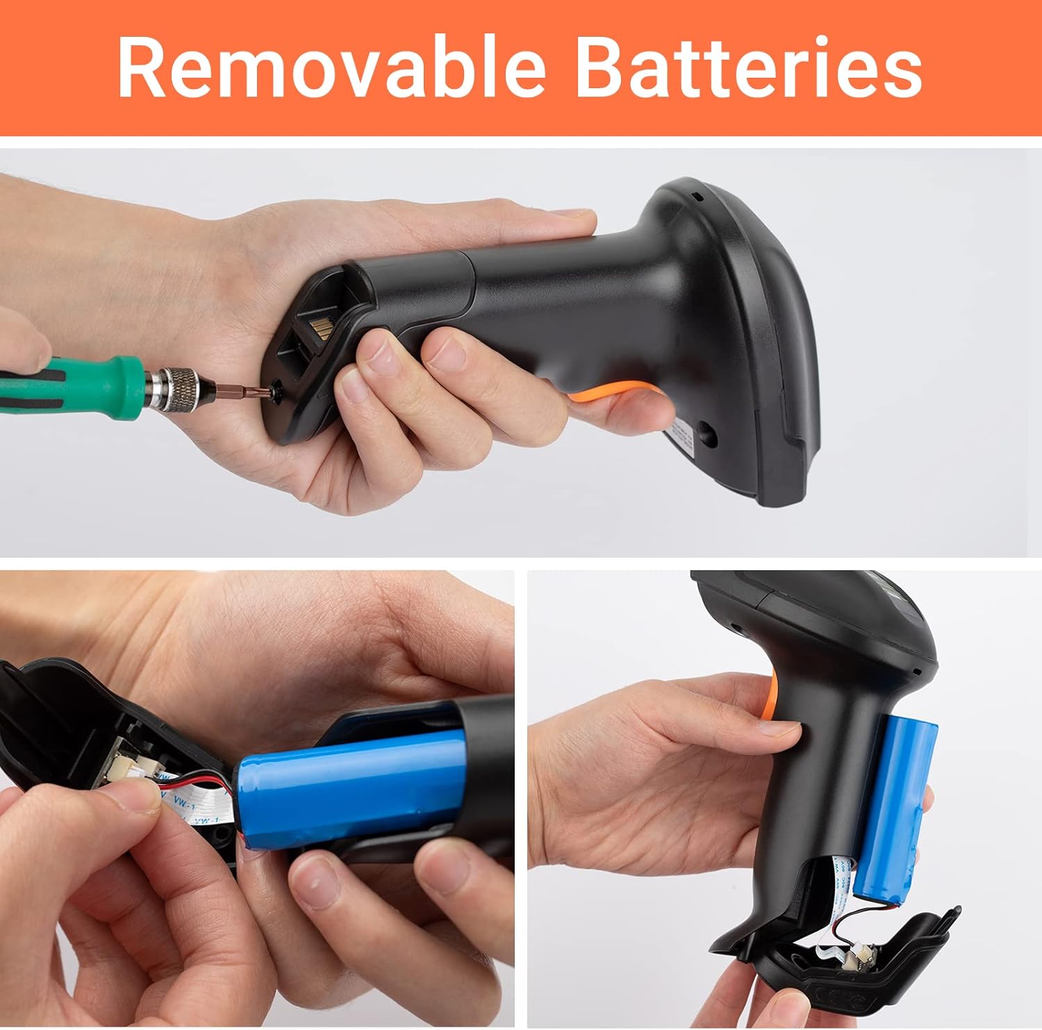 Tera 2D Wireless QR Barcode Scanner with USB Charging Cradle Removable Battery, 2D QR 1D Handheld Bar Code Reader D6200 Pack of 2