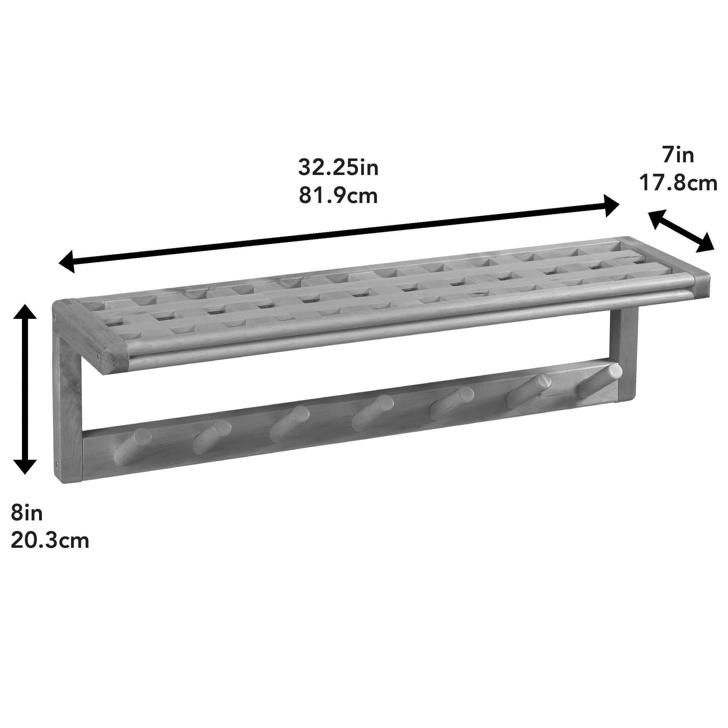 Beaumont Solid Birch Wood Large Peg Rack with Shelf - New Ridge Home - 2324-WHT