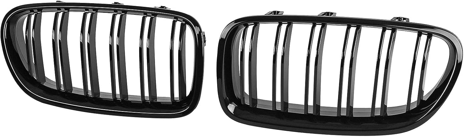 G30 LCI Grille, Double Line Gloss Black Front Kidney Grill Compatible With 2021 2022 BMW New 5 Series G30 LCI 530e 530i 540i 550i Pack of 2