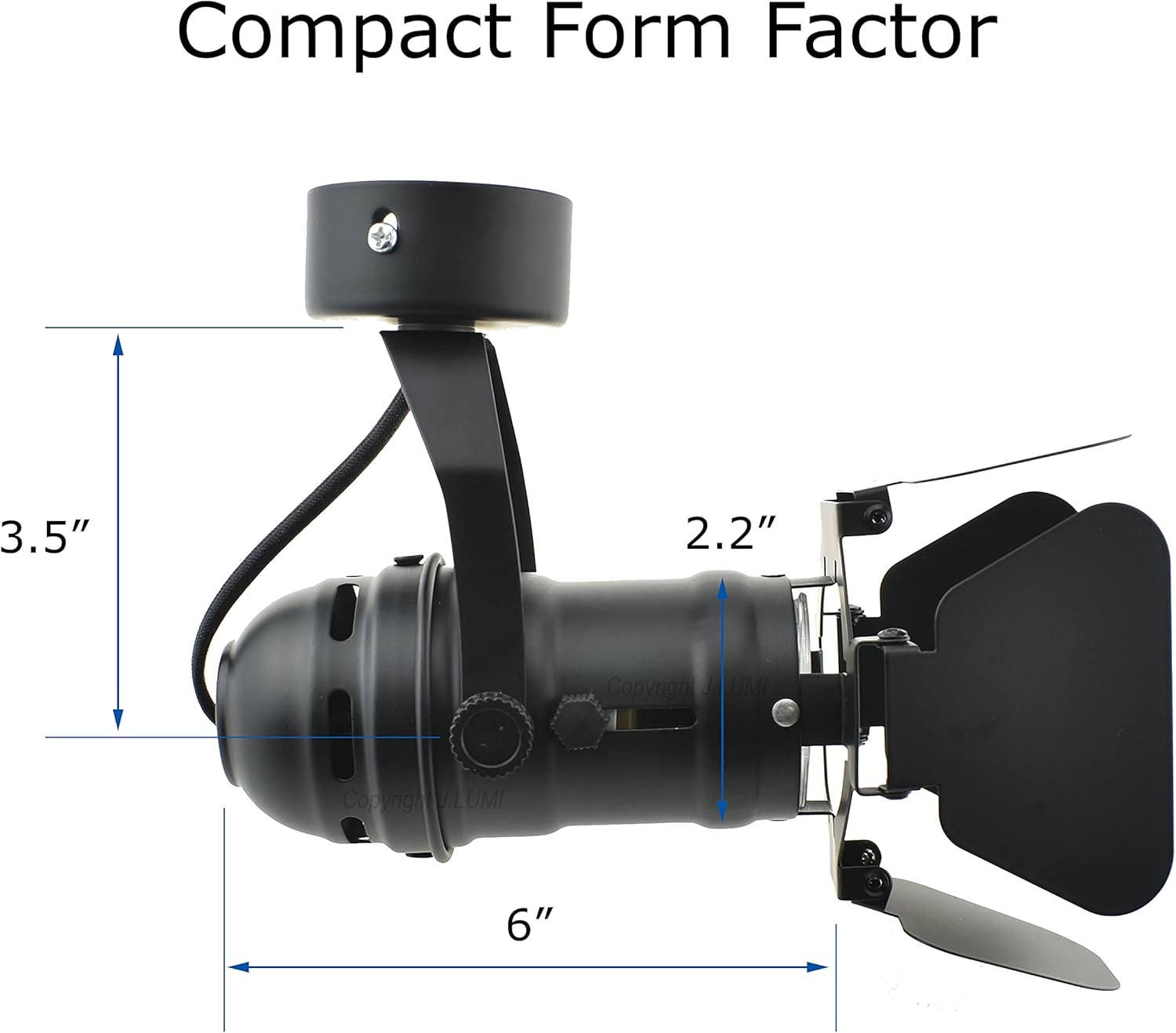 J.LUMI TRK9701 LED Spotlight Accent Lamp, AC120V 5W, 3000K Warm, Flush Mount on Wall or Ceiling, Adjustable Wall Light, Indoor Use Only, Bulb Included, NOT Dimmable, Black