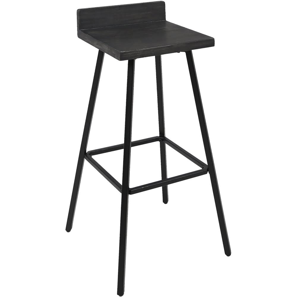 Noble House - Arivaca Iron and Acacia Wood Barstools (Set of 2) - Dark Gray