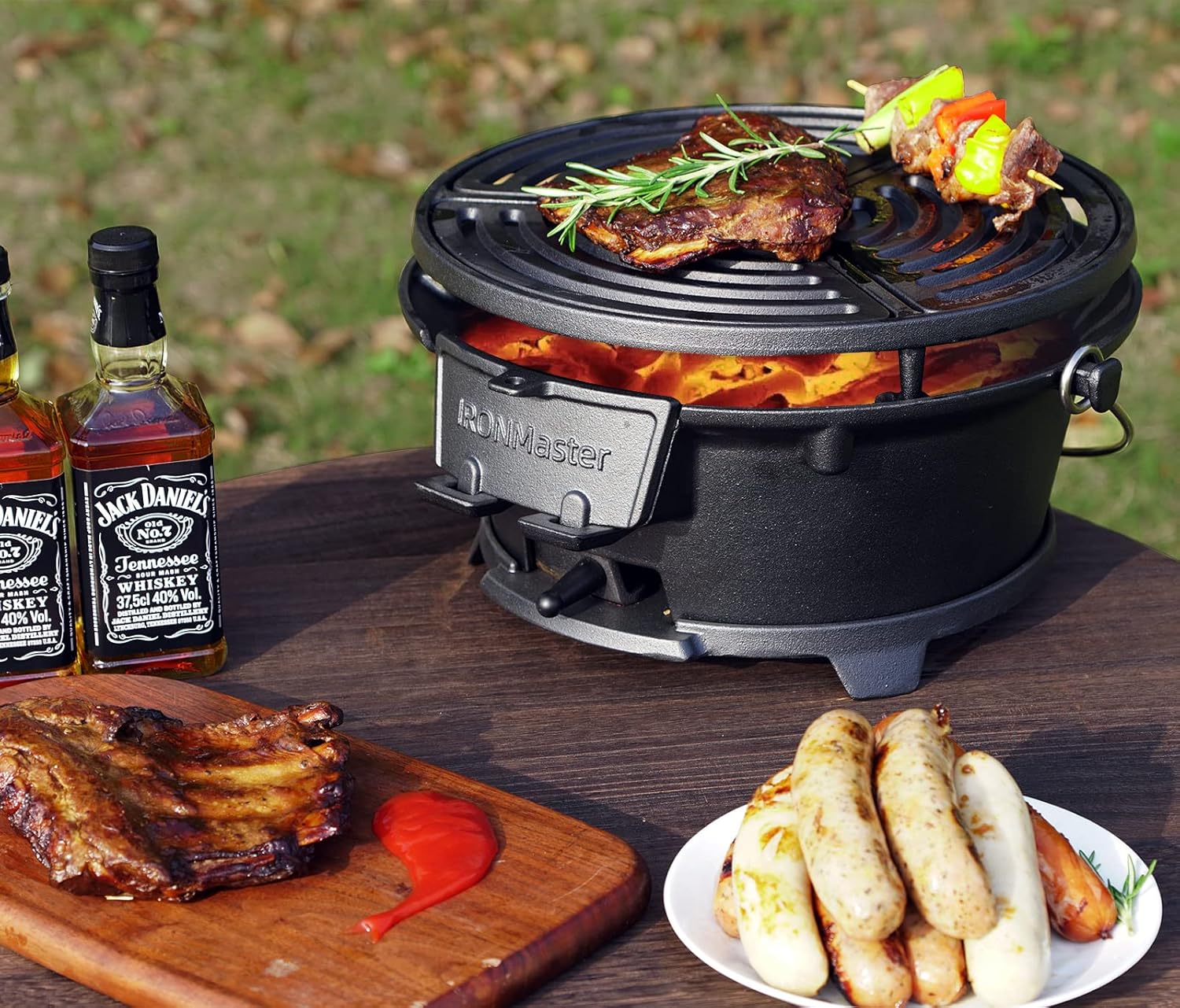 IronMaster R36 Pre-Seasoned Cast Iron Hibachi Grill, Portable Charcoal Grill for Outdoor Camping, BBQ Cooking Surface 13