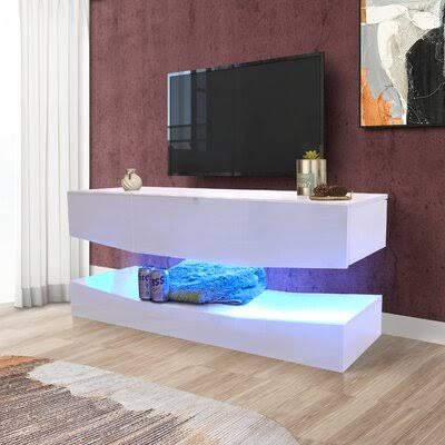 Unique Modern Style TV Stand Black Ivy Bronx Color: White