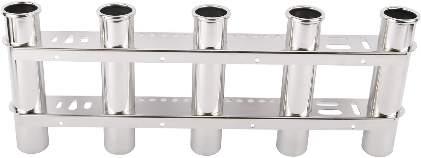 NovelBee 316 Stainless Steel 5 Tubes Fishing Rod Holder for Boat Marine Kayak Yacht