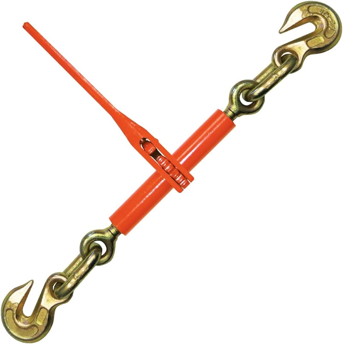 VULCAN Ratchet Style Load Binder with 2 Grab Hooks - 9,200 Pound Safe Working Load (For 3/8 Inch Grade 70, 80 & 100 or 1/2 Inch Grade 43 Chain) Pack of 2