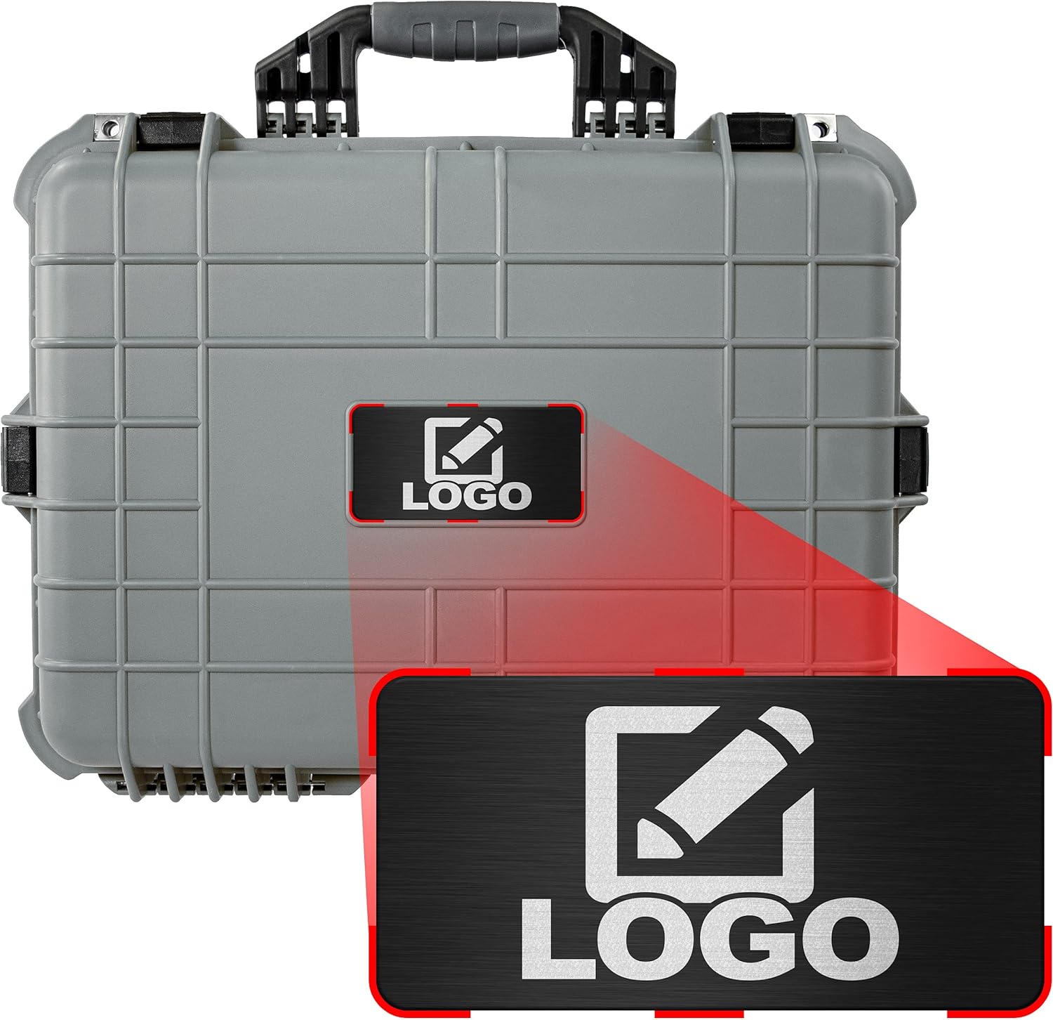 Eylar Large 20 Inch Protective Camera Case with Custom Logo Plate, Waterproof and Shockproof with Foam (Green) Pack of 2