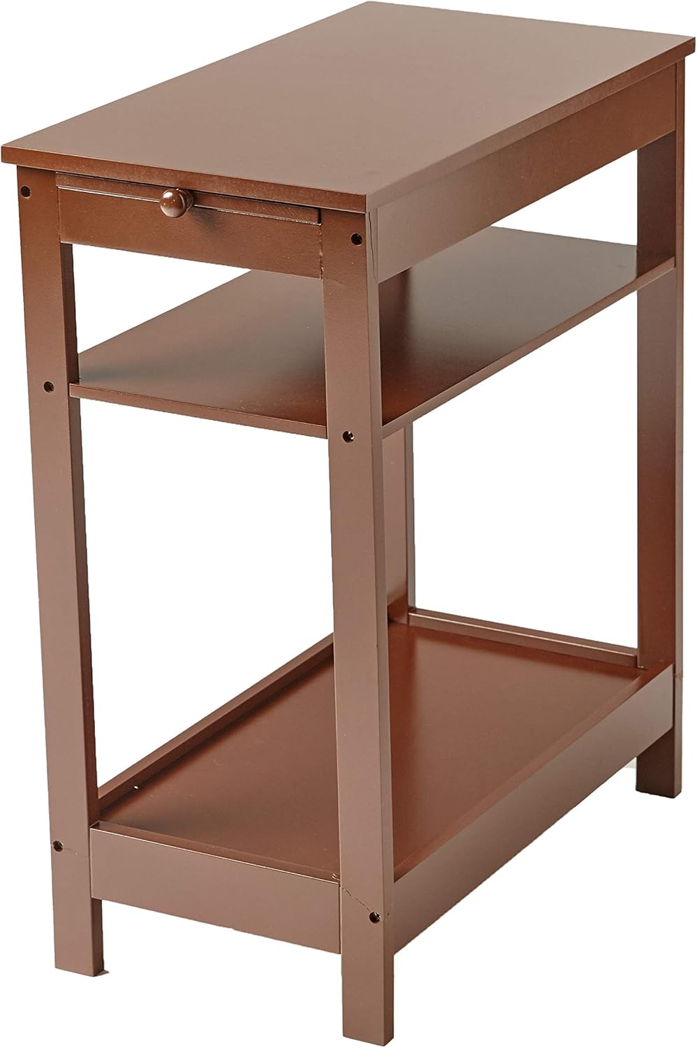 Compact Side Accent Table with Sliding Pull Tray and Shelf - Black Pack of 2