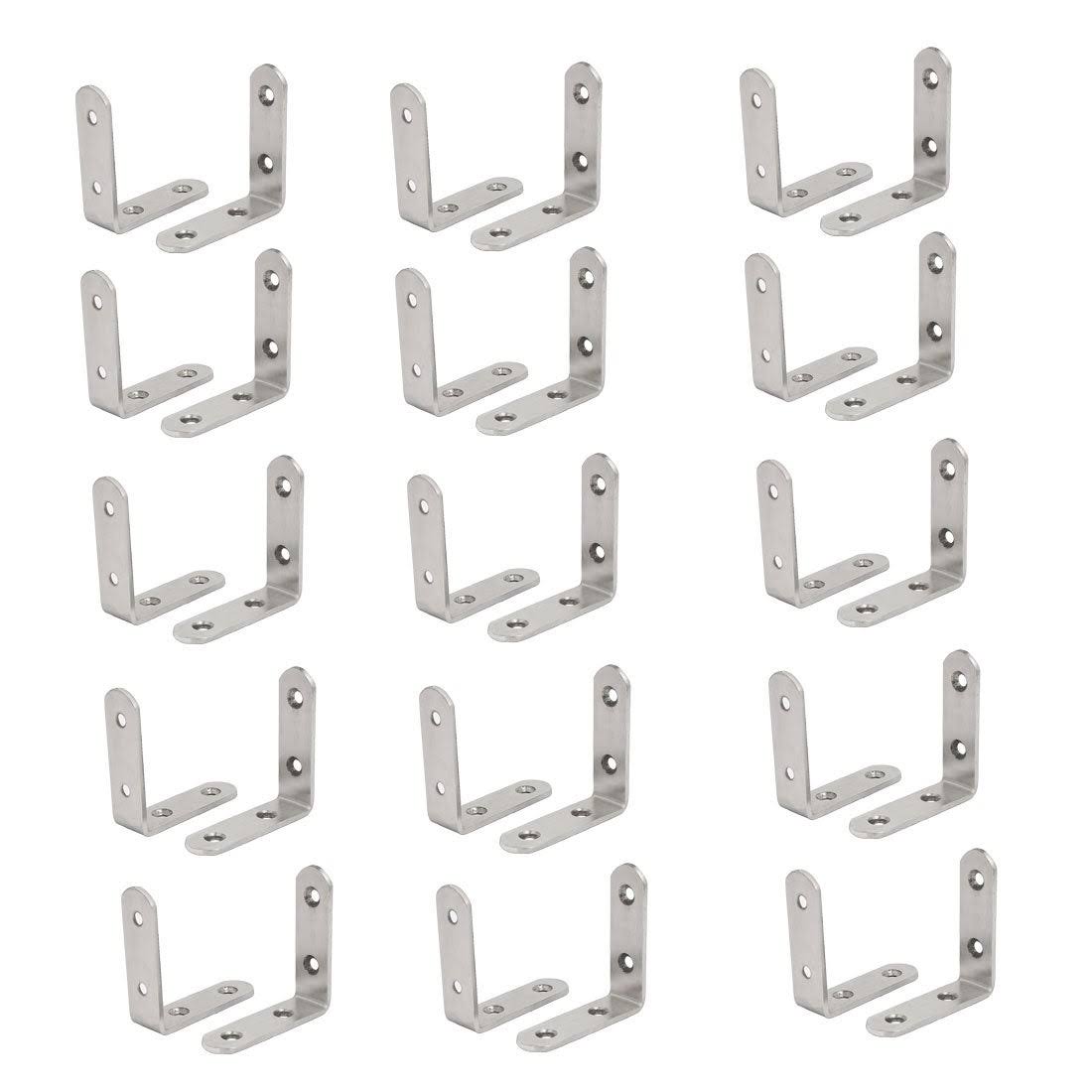 Unique Bargains 65mm Length Stainless Steel 90 Degree L Shaped Angle Bracket Brace 30pcs
