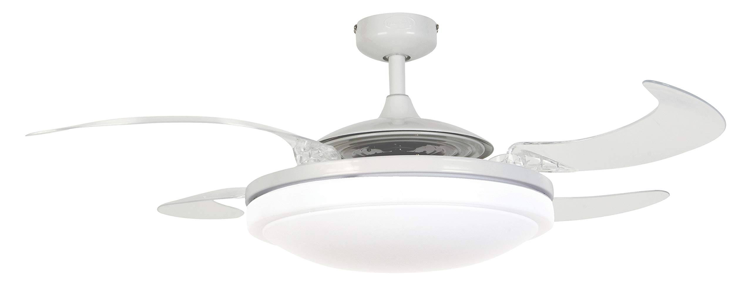 Fanaway evo2 Retractable 4-Blade Lighting with Remote Ceiling Fan - White