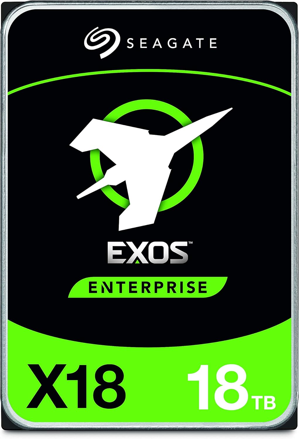 Seagate Exos X18 18TB Enterprise HDD - CMR 3.5 Inch Hyperscale SATA 6Gb/s, 7200 RPM, 512e and 4Kn FastFormat, Low Latency with Enhanced Caching (ST18000NM000J)