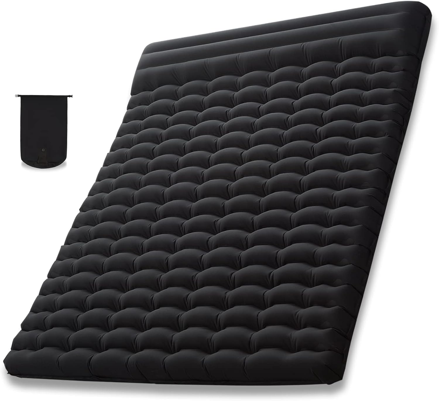 AIRELAX Double Sleeping Pad with Built-in Pillow, Ultralight Portable Camping Mat with Pump Sack 2 Person, Inflatable Sleeping Mat for Backpacking, Car Camping, Hiking Travel, Tent, 75.2