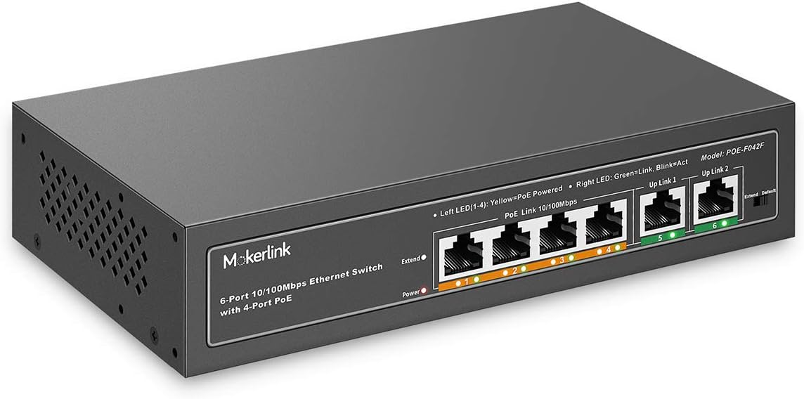 MokerLink 10 Port PoE Switch with 8 Port PoE+, 2 Gigabit Uplink, 120W 802.3af/at PoE 100Mbps, Fanless Plug & Play Pack of 2