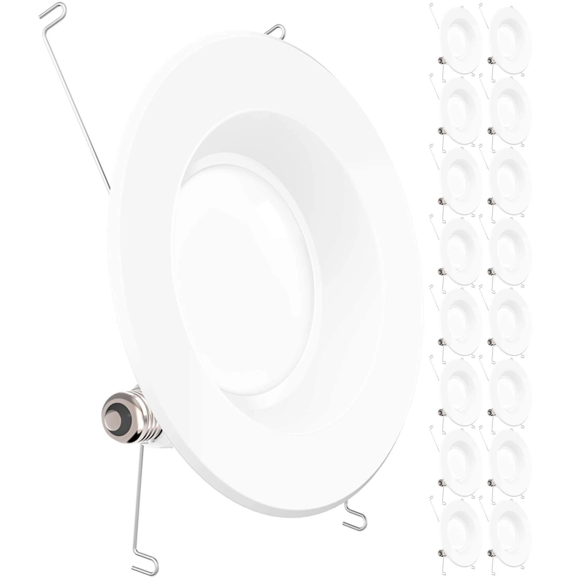 Sunco Lighting 16 Pack 5/6 inch LED Recessed Downlight, Smooth TRIM, Dimmable, 13w\x3d75w, 965 lm, 2700K Soft White, Damp Rated, - Ajnaraintegrity