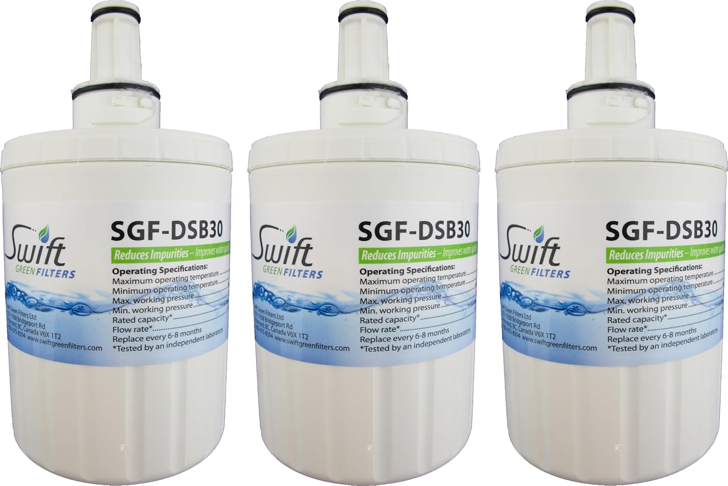 Swift Green Filters SGF-DSB30 Refrigerator Water Filter, 3-Pack