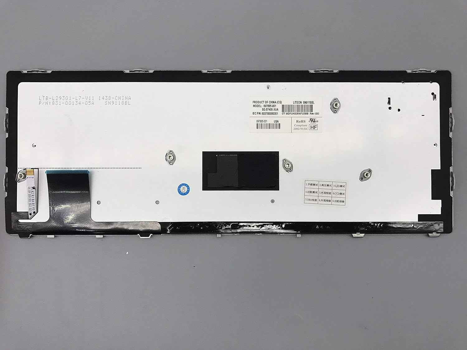 GOTINSN Keyboard for HP Elitebook Folio 9470m Series US Layout P/N: 697685-001 SG-57400-XUA 6037B0080301 V135426AS2 Black keycap, Silver Frame, with Pointing, with Backlight