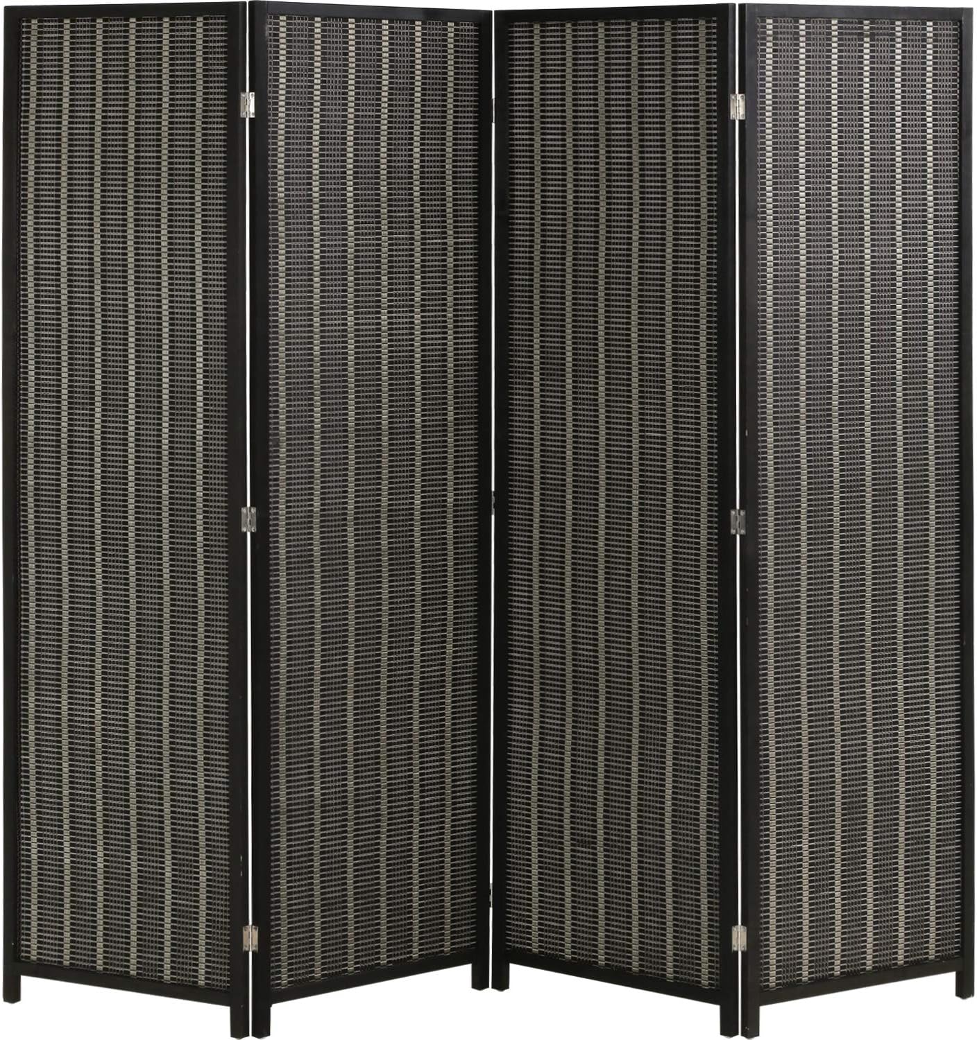 FDW Room Divider Folding Privacy Screen 4 Panel 72 Inches High 17.7 Inches Wide Room Divider for Living Room Bedroom Study (Black) Pack of 2