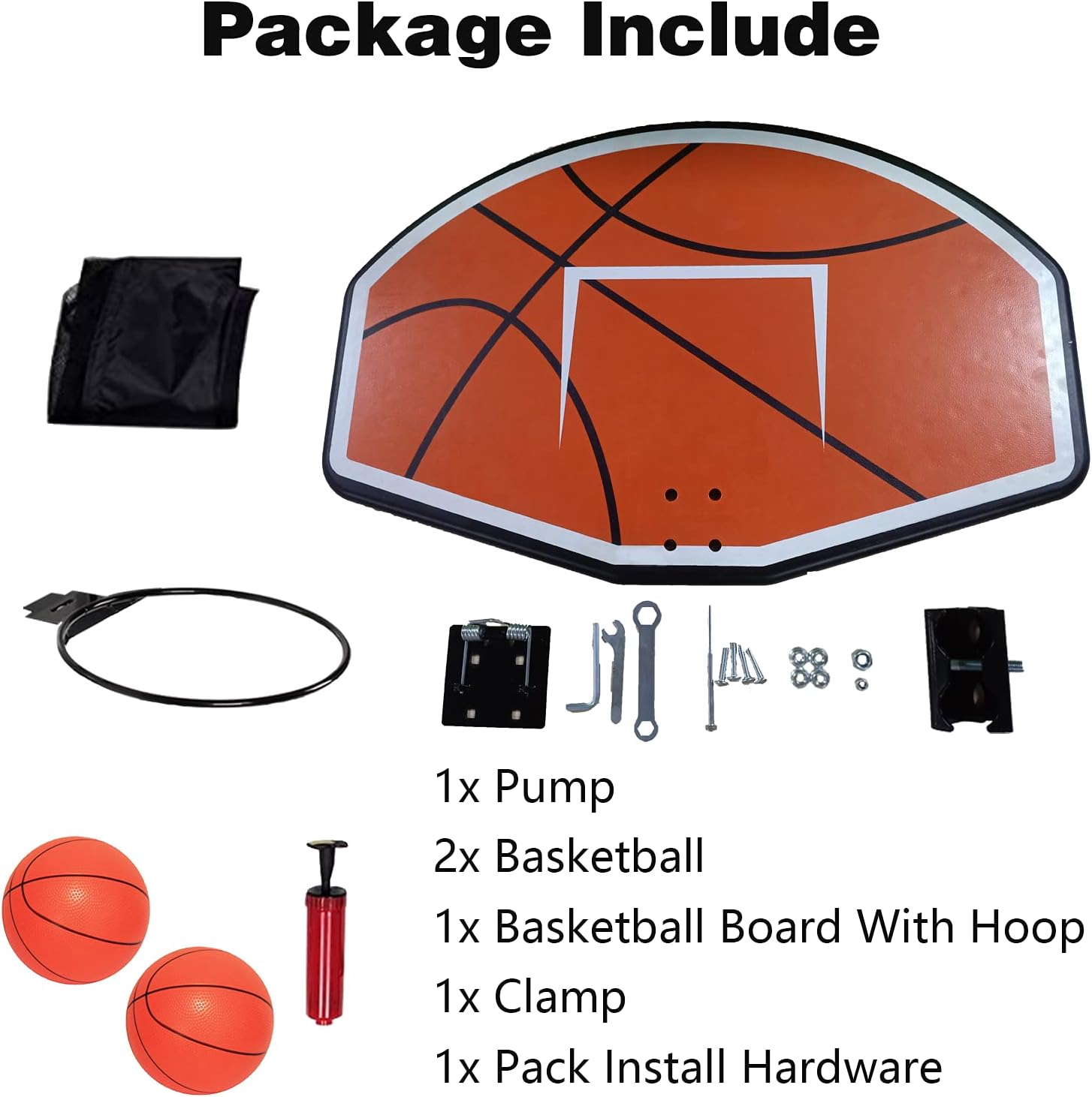 HIWOKK Trampoline Basketball Hoop with 2 Mini Ball and Pump Included, for Dunk,Easy to Assemble Metal Rim Fit for Most Types of Trampoline Poles Came with Foam Protection Pack of 2