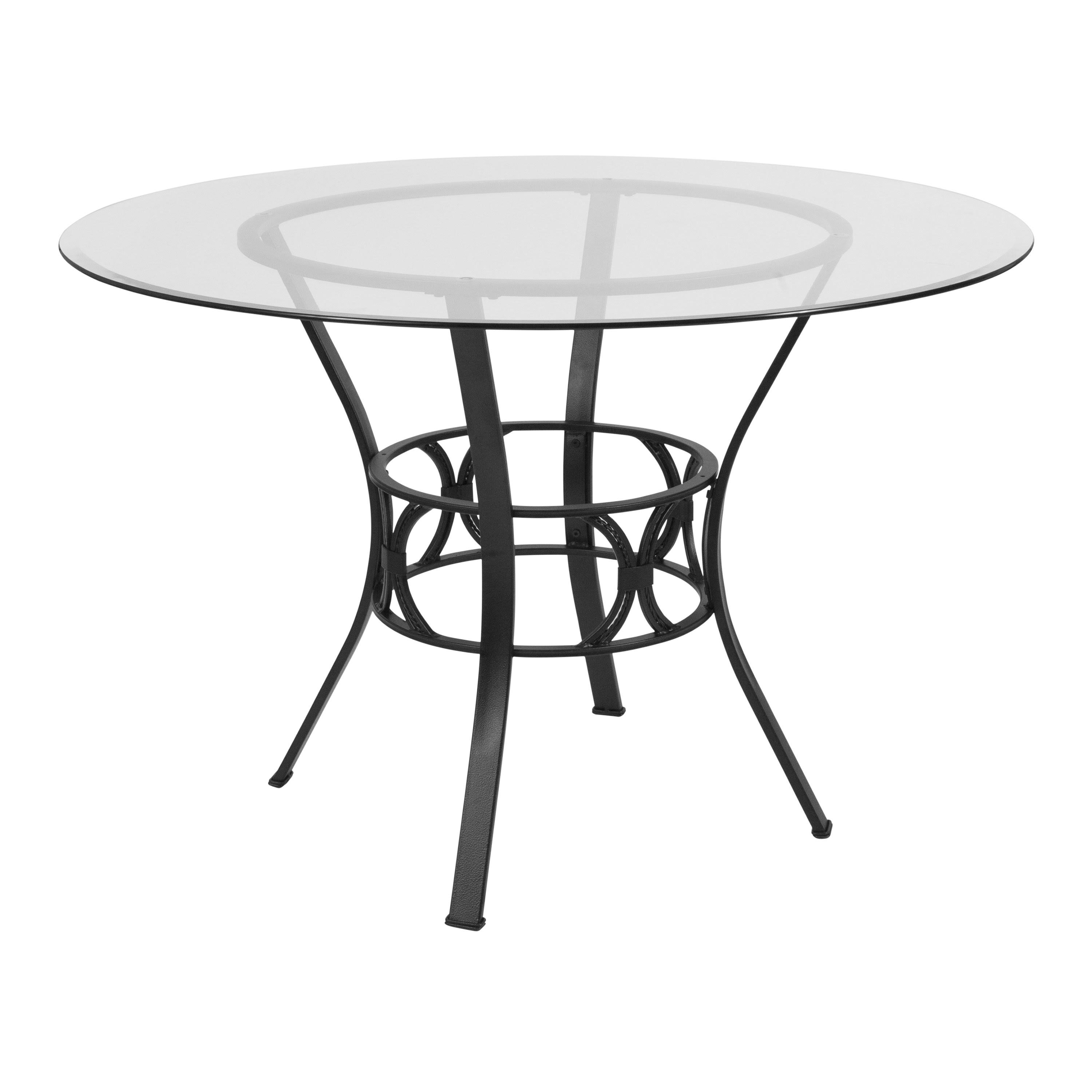 Carlisle Round Glass Dining Table with Metal Frame - Black / 45&&