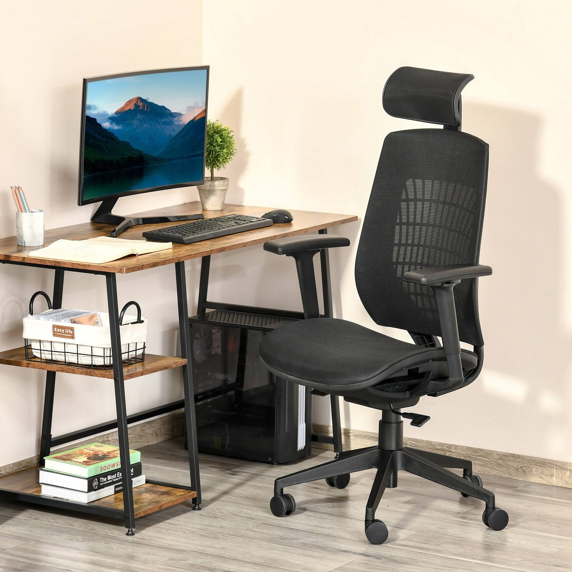 Vinsetto Adjustable Ergonomic Office Chair w/ 360&deg; Swivel Base, 5 Star Wheels, Mesh Back