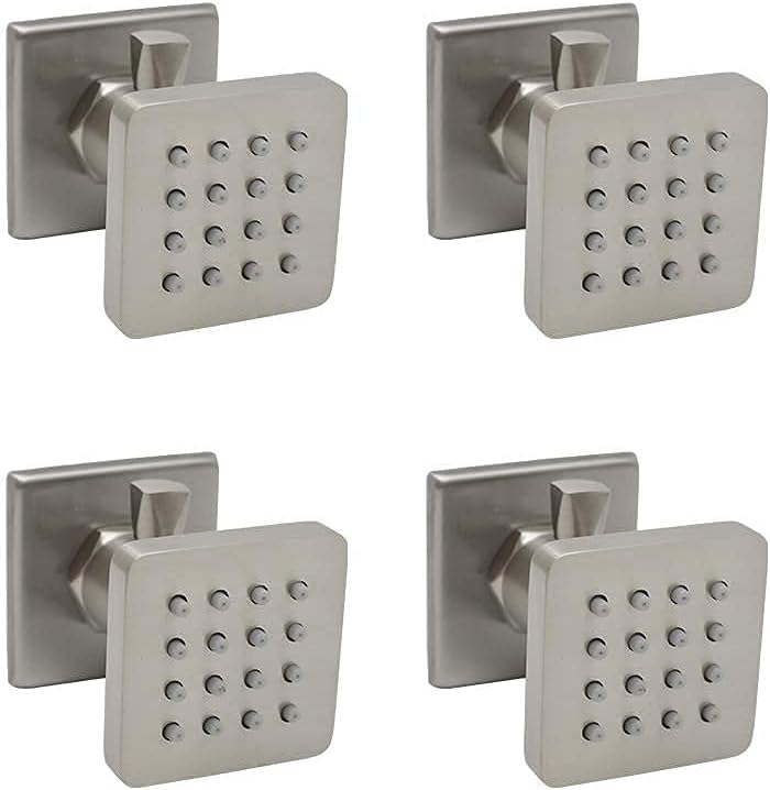 Backnets New Solid Brass Round Shower Body Spray Massage Nozzle Wall Jets, (Upgrade) Flow Can Be Controlled, Showerhead Can Swivel (4pcs, Matte Black)