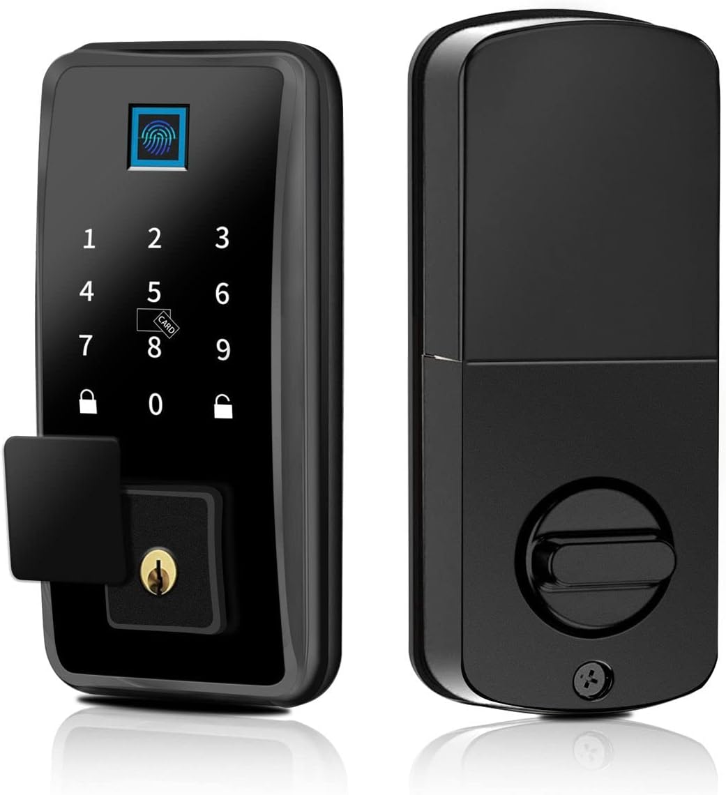 Smart Biometric Lock,Bluetooth Deadbolt,Keyless Entry Door Lock ,Smart Keypad Door Lock,Digital Door Lock,Unlock by APP, Passcode Codes, IC Card, Mechanical Key,Lock for Office Home Apartment Hotel Pack of 2