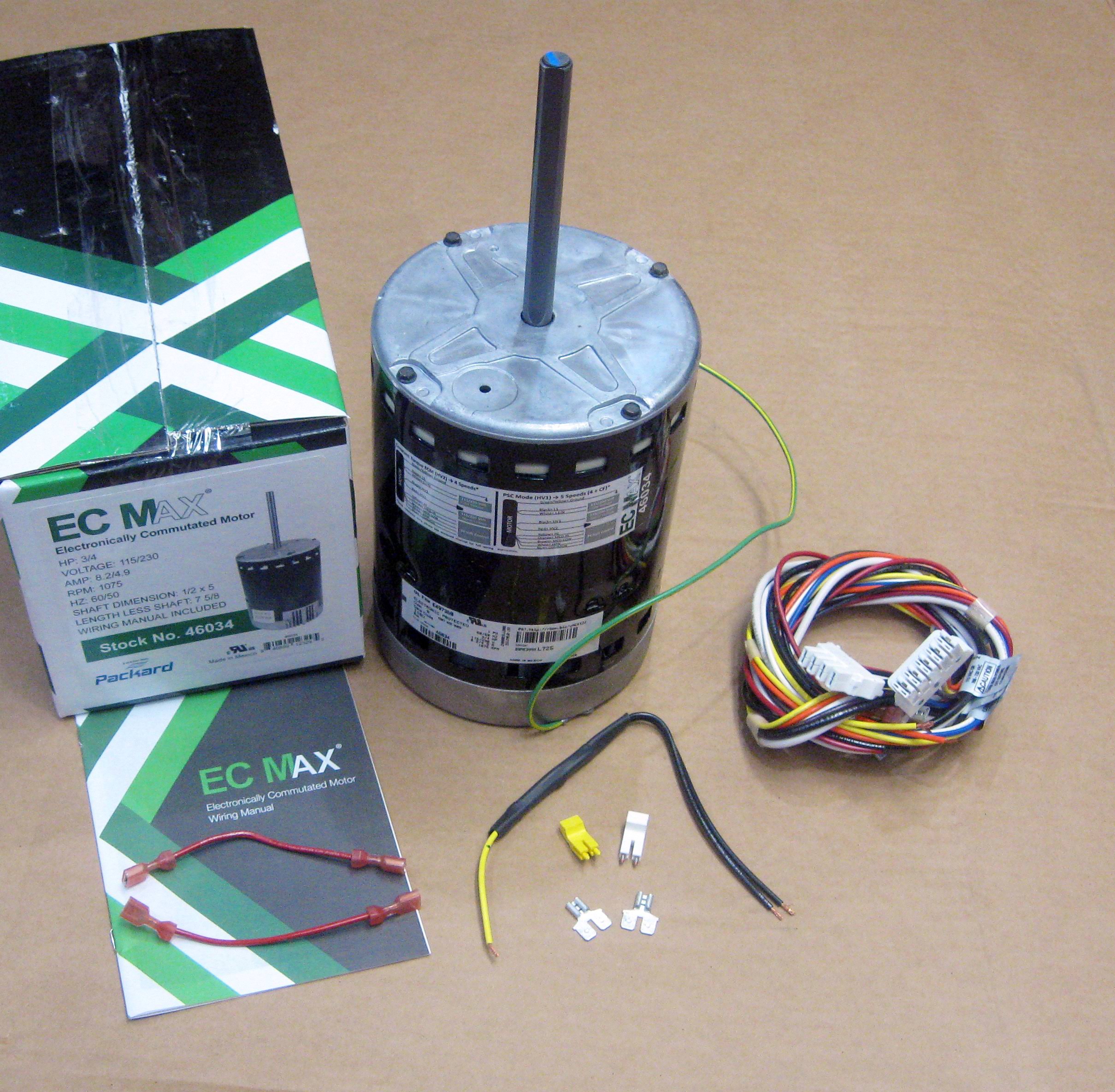 Packard 46034 EC Direct Drive Blower Motor, 3/4 HP, 115/230V, 1070 RPM