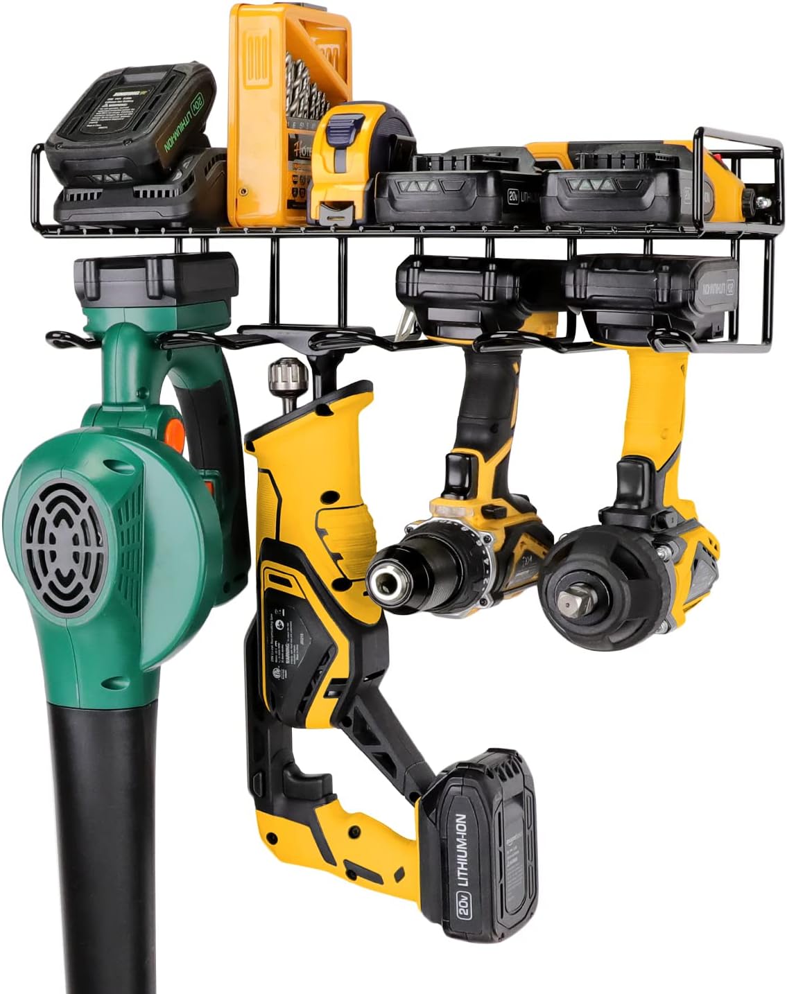 UNITEDPOWER Wall Mounted Power Tool Organizer Holder, Heavy Duty Utility Storage Rack for Battery Powered Hand Tools, Cordless Drill Rack and Tool Shelf w/ Compact Design, Perfect for Father's Day