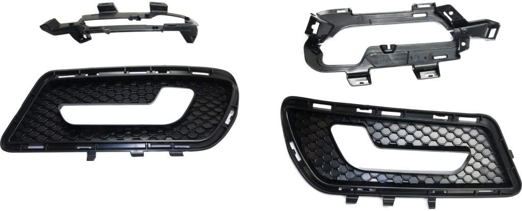 For Mercedes-Benz E350 / E550 Fog Light Trim 2010 11 12 2013 Driver and Passenger Side Pair/Set | Primed | w/Light/AMG Styling Package | DOT/SAE | MB1038137 + MB1039137 | 2128850853 + 2128851053