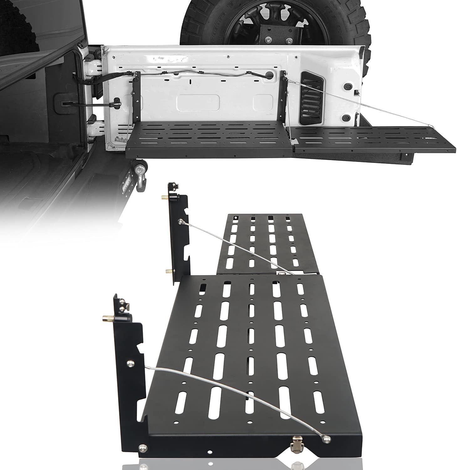 Hooke Road Wrangler JK Tailgate Table Camping Cargo Shelf Storage Rack Compatible with Jeep Wrangler JK 07-18 (Upgrade Extended Version)